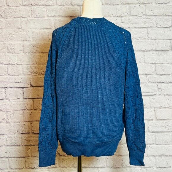 Grace Karin Blue Knit Split-Neck Pullover Sweater Women's M NWT - Picture 3 of 6